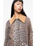 VESTE MIDI EN TOILE IMPRIMÉE LÉOPARD LAIT D'AMANDE