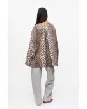 VESTE MIDI EN TOILE IMPRIMÉE LÉOPARD LAIT D'AMANDE