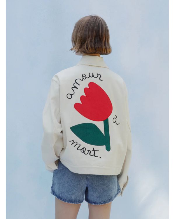 VESTE FLEUR ÉCRU