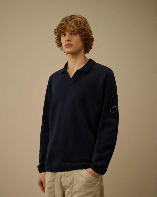 POLO EN COTON CHENILLE BLEU NUIT