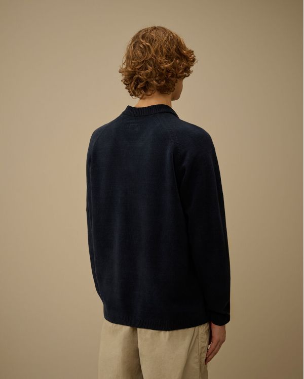 POLO EN COTON CHENILLE BLEU NUIT 2