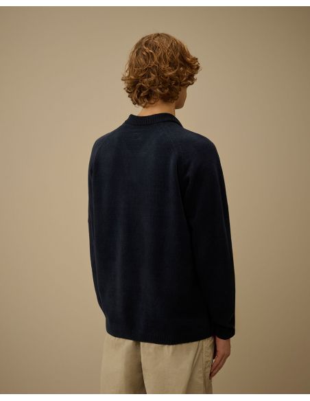 POLO EN COTON CHENILLE BLEU NUIT