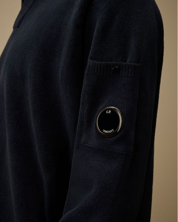 POLO EN COTON CHENILLE BLEU NUIT