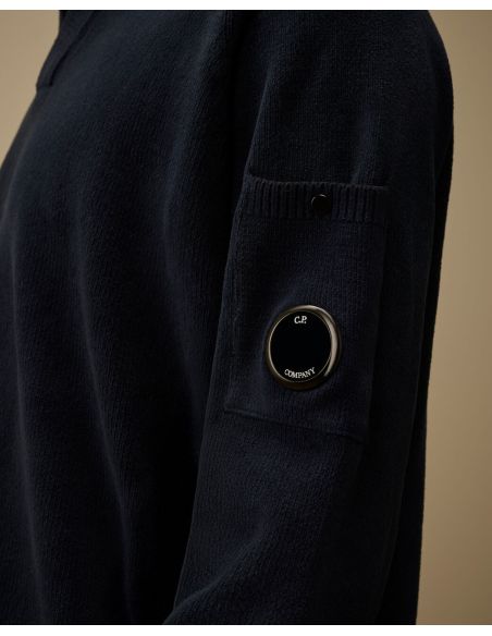 POLO EN COTON CHENILLE BLEU NUIT