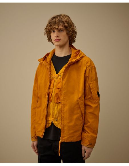 HOODED JACKET WITH ORANGE INNER VEST