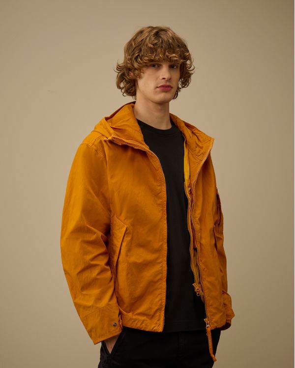 HOODED JACKET WITH ORANGE INNER VEST