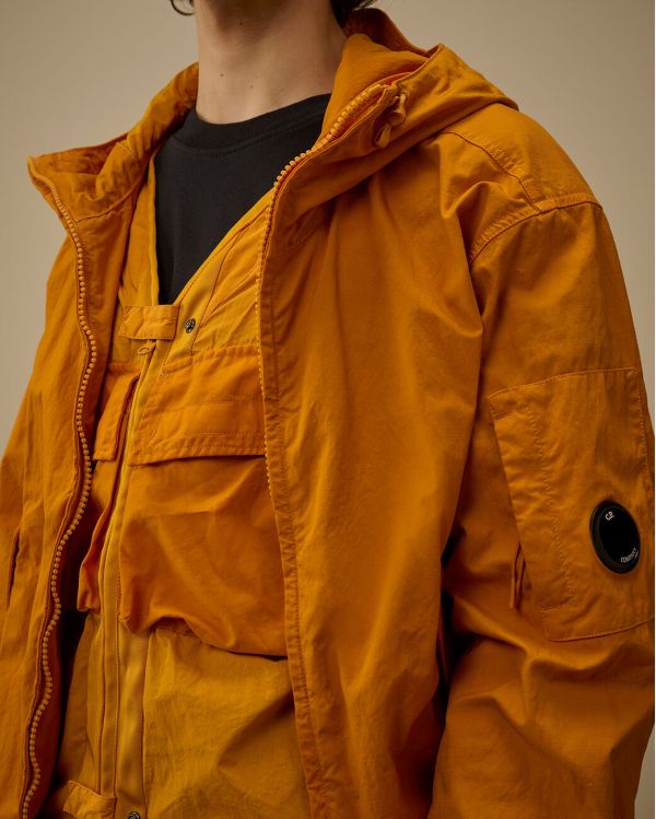 HOODED JACKET WITH ORANGE INNER VEST