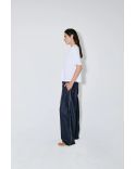 PANTALON PIETER À RAYURES BLANCHES BLEU MARINE