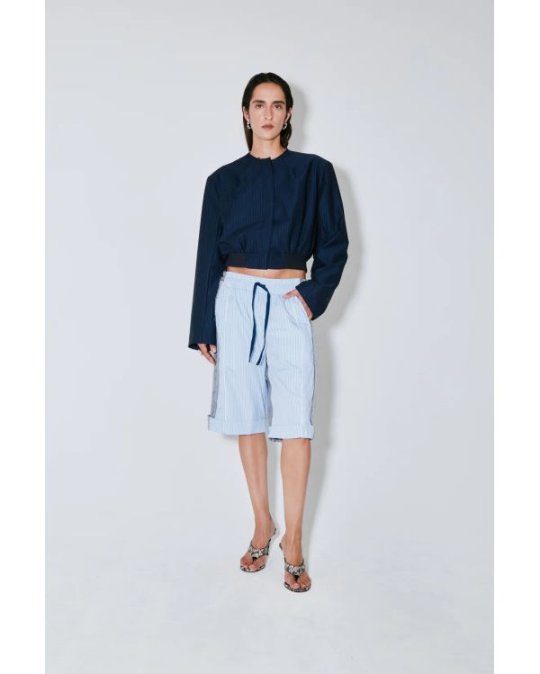 BLOUSON VITTORIA À RAYURES BLANCHES BLEU MARINE