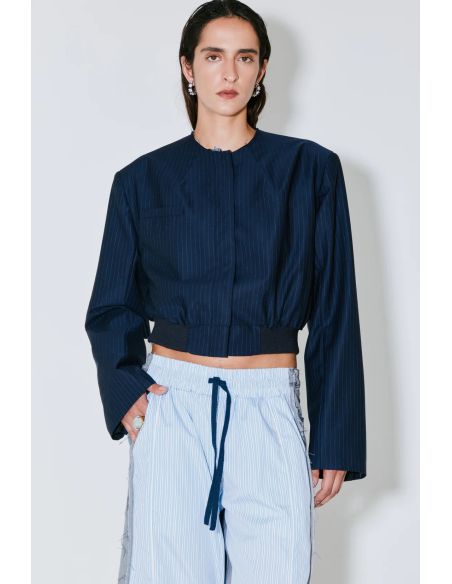 BLOUSON VITTORIA À RAYURES BLANCHES BLEU MARINE