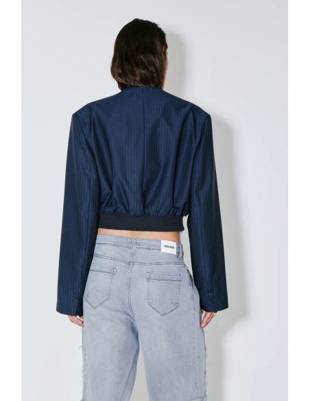 BLOUSON VITTORIA À RAYURES BLANCHES BLEU MARINE