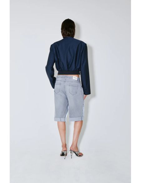 BLOUSON VITTORIA À RAYURES BLANCHES BLEU MARINE