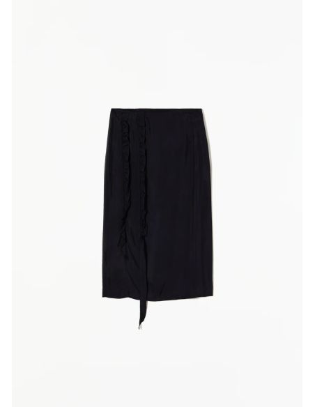 JUPE MIDI À VOLANTS BLEU / NOIR
