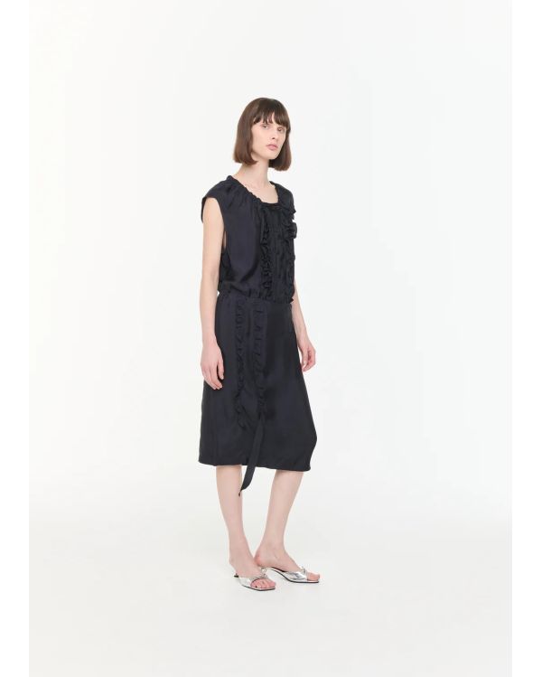 MIDI SKIRT WITH RUFFLES BLUE / BLACK 2