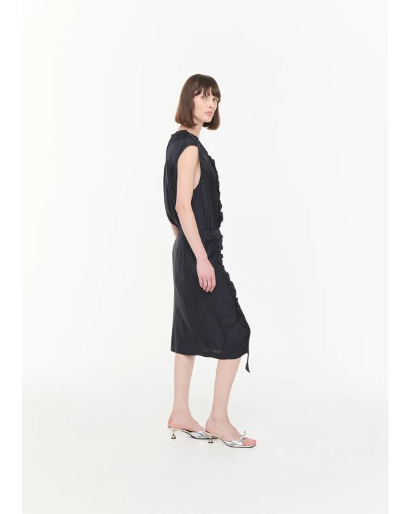 MIDI SKIRT WITH RUFFLES BLUE / BLACK