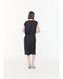MIDI SKIRT WITH RUFFLES BLUE / BLACK