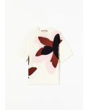 TSHIRT EN INTARSIA FLEURI BLANC / MULTICOLOR
