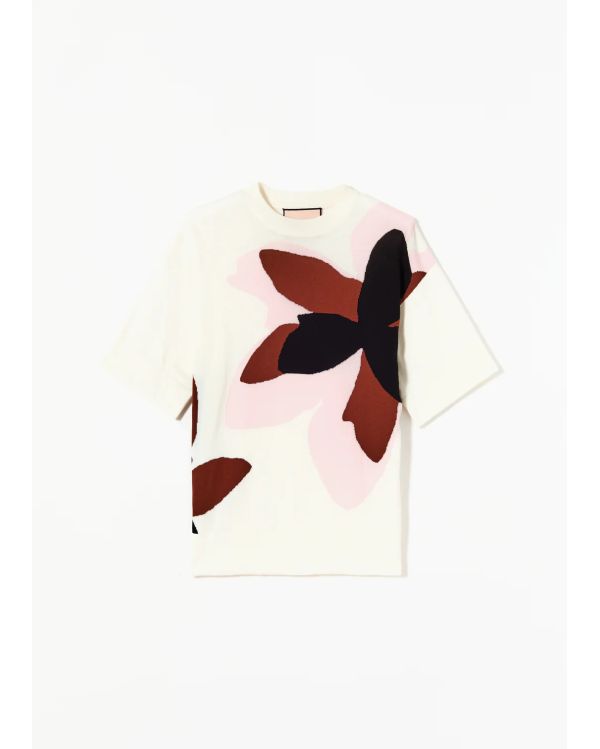 KNIT INTARSIA FLORAL WHITE / MULTICOLOR