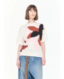 TSHIRT EN INTARSIA FLEURI BLANC / MULTICOLOR