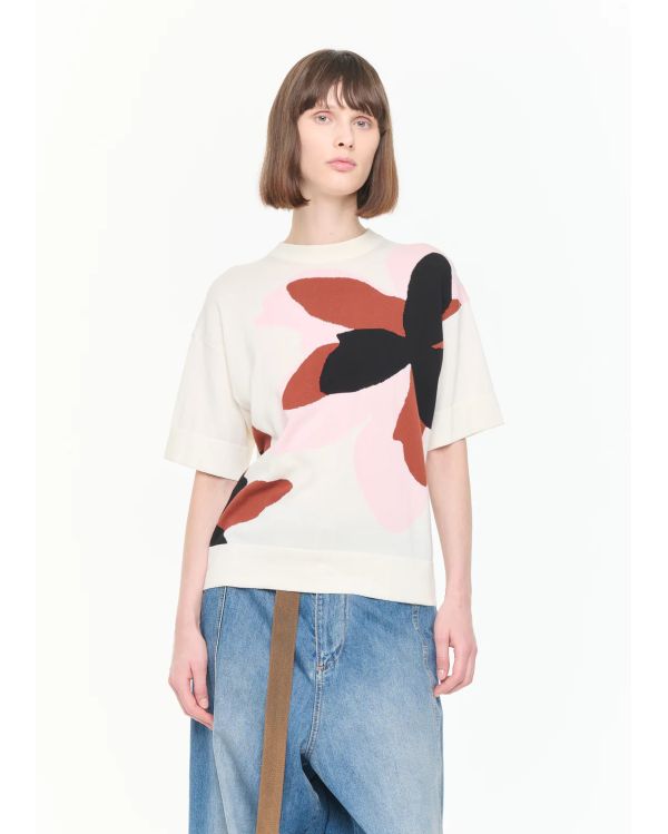 KNIT INTARSIA FLORAL WHITE / MULTICOLOR 2