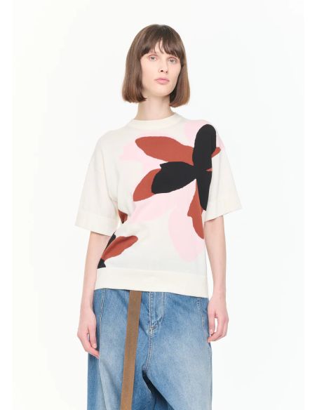 KNIT INTARSIA FLORAL WHITE / MULTICOLOR