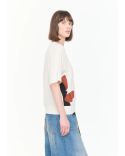 TSHIRT EN INTARSIA FLEURI BLANC / MULTICOLOR