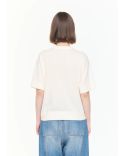 TSHIRT EN INTARSIA FLEURI BLANC / MULTICOLOR