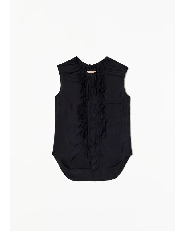 TOP WITH RUFFLES BLUE / BLACK
