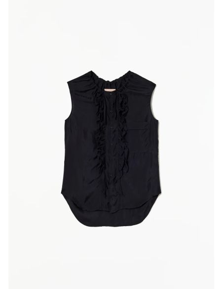 TOP WITH RUFFLES BLUE / BLACK