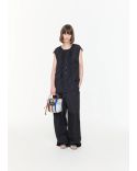 TOP WITH RUFFLES BLUE / BLACK