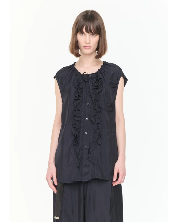 TOP WITH RUFFLES BLUE / BLACK 2