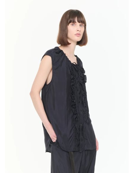 TOP WITH RUFFLES BLUE / BLACK