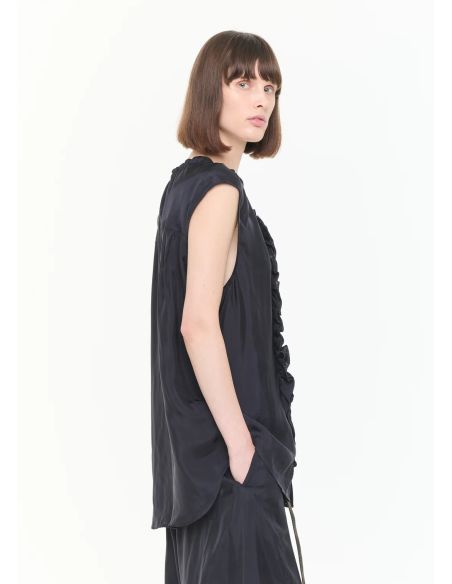 TOP WITH RUFFLES BLUE / BLACK