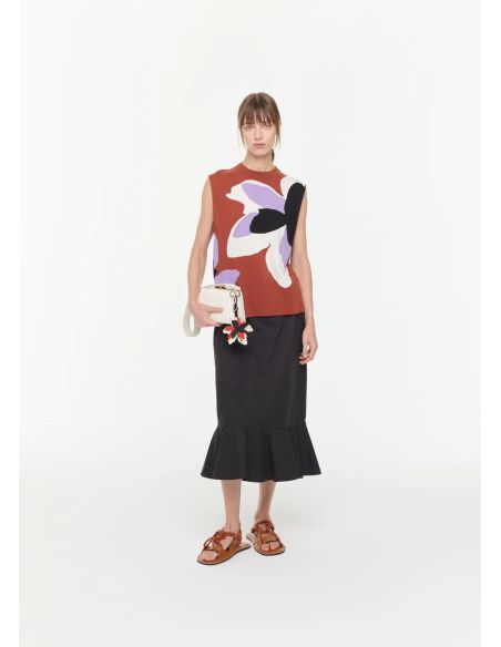 TOP EN INTARSIA FLEURI MULTICOLOR