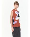 TOP EN INTARSIA FLEURI MULTICOLOR