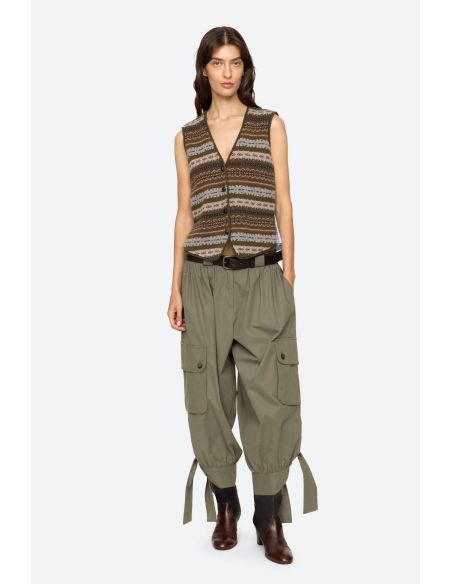 VEST CIARA FAIR ISLE COMBO OLIVE GREEN