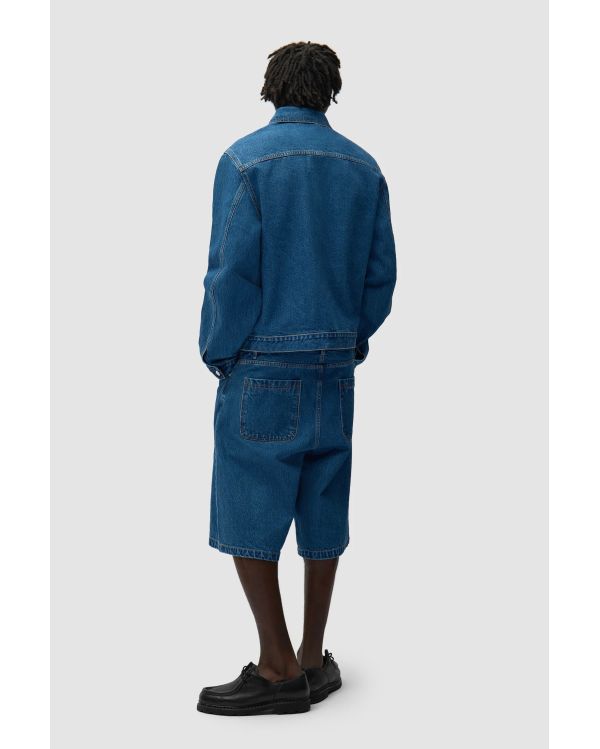SHORT EN JEAN À POCHES RONDES DENIM BRUT