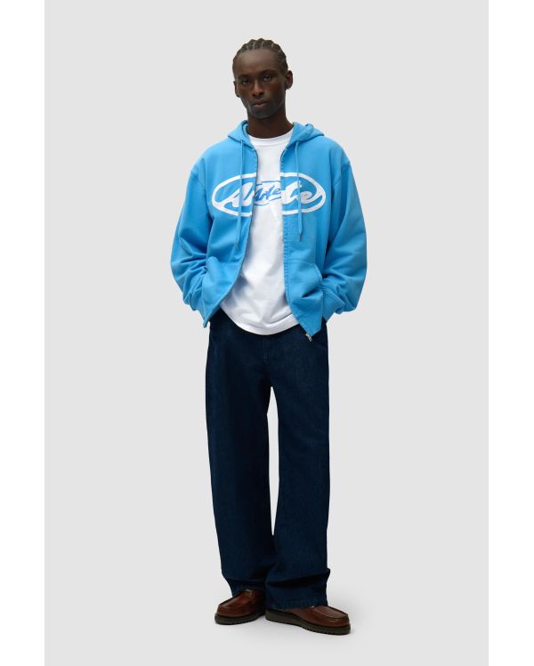 CIRCLE LOGO ZIP HOODIE BLUE