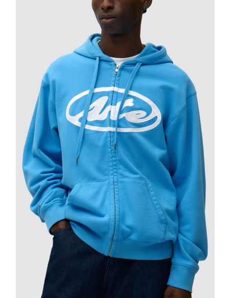 CIRCLE LOGO ZIP HOODIE BLUE