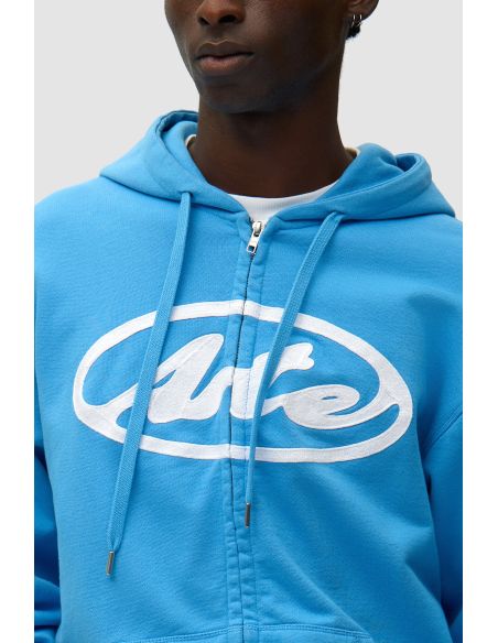 CIRCLE LOGO ZIP HOODIE BLUE