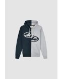 SWEAT À CAPUCHE ZIPPÉ SPLIT PATCH GRIS / BLEU MARINE