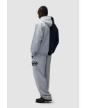 SWEAT À CAPUCHE ZIPPÉ SPLIT PATCH GRIS / BLEU MARINE