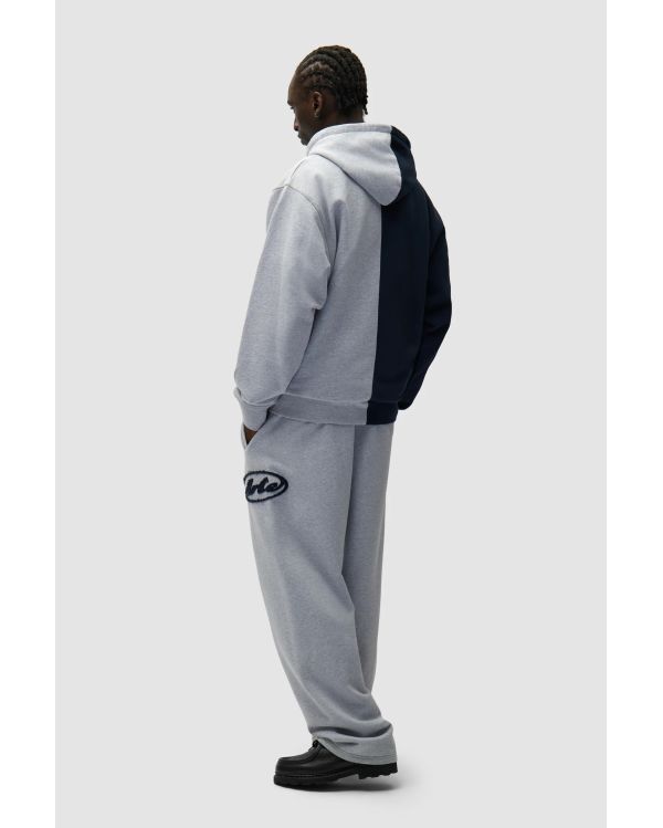 SPLIT PATCH ZIP HOODIE GREY / NAVY
