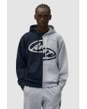 SWEAT À CAPUCHE ZIPPÉ SPLIT PATCH GRIS / BLEU MARINE