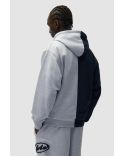 SPLIT PATCH ZIP HOODIE GREY / NAVY
