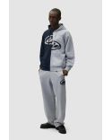 SWEAT À CAPUCHE ZIPPÉ SPLIT PATCH GRIS / BLEU MARINE
