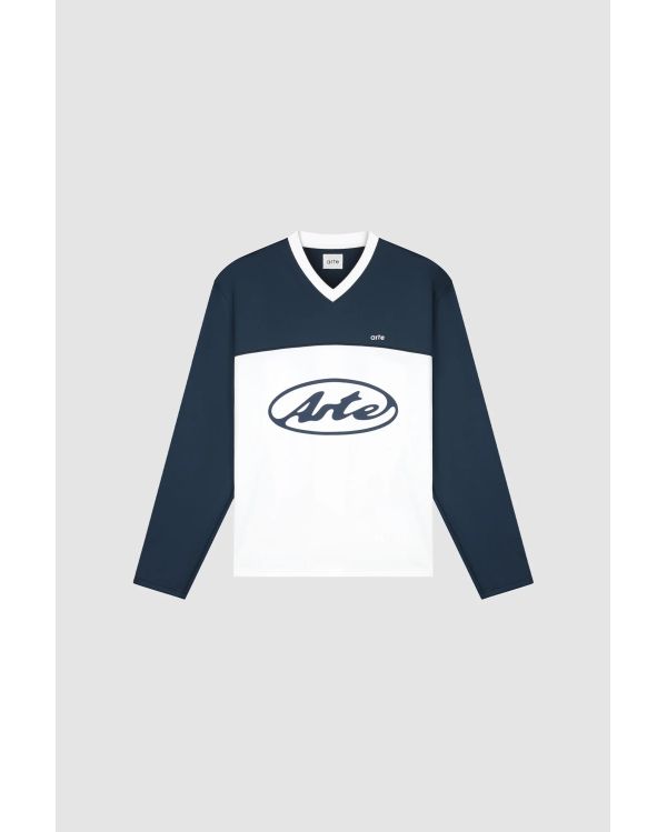 TSHIRT MANCHES LONGUES LOGO CERCLE BLANC / BLEU MARINE