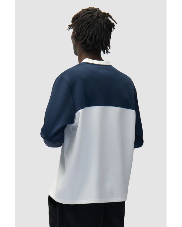 TSHIRT MANCHES LONGUES LOGO CERCLE BLANC / BLEU MARINE