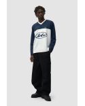 TSHIRT MANCHES LONGUES LOGO CERCLE BLANC / BLEU MARINE