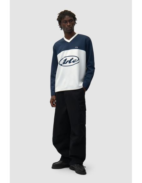 TSHIRT MANCHES LONGUES LOGO CERCLE BLANC / BLEU MARINE